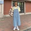 Vestido Jeans Vintage Soltinho com Suspensório para Mulheres, Verão 2026 Novo Estilo Coreano Vestido de Comprimento Médio com Fenda Irregular Tendência
