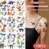 10 Pó Brilhante Dinossauro Tatuagem Decorativa Seguro Não Tóxico Fácil de Limpar Braço Rosto Decorativo