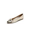 Zapatos Pequeños de Estilo Fragante Color Negro y Dorado Combinación Versátil para Boca Poco Profunda Cómodos Superficie Suave Suela Suave Comercio Exterior Talla Grande Zapatos Planos de Piel