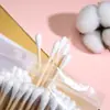 Paquete de 100 Bastoncillos de Algodón de Bambú Doble Redondo Desechables Limpiadores Desmaquillantes para Maquillaje Cuidado de la Piel Limpieza Portátil