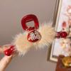 Pinza de Pelo Avanzada Sense Red Swan para Mujer 2024 Nuevo Invierno Pinza para la Parte Trasera de la Cabeza Todo Fósforo Año de Nacimiento Pinza de Tiburón Tocado