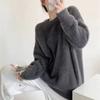 Suéter Europeo y Americano Transfronterizo de Imitación Cachemira de Visón para Mujer 2024 Nuevo Otoño e Invierno Jersey de Cuello Redondo Estilo Holgazán Manga Larga Top de Punto