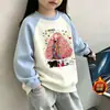 Sudadera de Dibujos Animados para Niños 2026 Otoño/Invierno Nuevo Estilo Sudadera de Algodón con Cuello Solapa para Niñas Pulóver Moderno Camiseta Básica para Niños Mayores