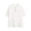 Camisa Polo Masculina Deconstruída Slim Fit Manga Curta Estilo Americano Retrô, Verão Gola Henley Casual de Rua Manga Curta