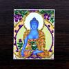 Thangka Hecho a Mano Color Dorado Núcleo Verde Maestro de la Medicina Madre Fo Zakilam Pintura de Color Lienzo Pasado y Presente Se Puede Cambiar
