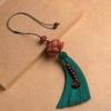 Colgante de Coche de Loto de Hoja Pequeña de Palo de Rosa Adorno de Espejo Retrovisor de Gama Alta Decoración Interior de Coche Cuentas de Buda para Coche Unisex para Seguridad