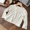 Camisa base feminina com gola Peter Pan, nova coleção primavera e outono, camiseta infantil de manga longa, fina e estilosa, com gola de lapela