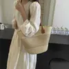 Bolso de Paja Tejida Nuevo Verano 2026, Estilo para el Trabajo, Gran Capacidad, Diseño Rayado, Versátil, Bolso de Playa a la Moda para Mujer