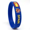 Pulseras de Goma de Moda para el Mundial con Logo Personalizado, Etiquetas de Goma Suave de PVC en 3D con Relieve Específicas por País