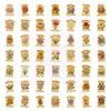 50 Peças de Adesivos de Flores Vintage Transfronteiriços para Caderno DIY, Mala, Adesivos Decorativos de Texto com Flores à Prova d'Água