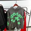 Moletom com Capuz da Marca Europeia e Americana Tendência Sp5Der com Estampa de Teia de Aranha para Homens e Mulheres, Moletom Loose de Lã Pesada Hip-Hop para Casal