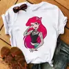 Amazon desejo manga curta Europeu e Americano divertido Estampa de Princesa padrão gola redonda manga curta camiseta top feminino AliExpress