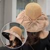 Nuevo sombrero de sol de plástico negro de ala grande para primavera y verano con lazo, sombrero de pescador plegable para almacenamiento, moda femenina, todo partido, protección solar