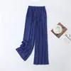 Calça listrada de modal de perna larga verão fina fresca casual para casa pijama plus size versátil solta