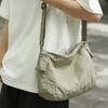 Bolsa de nailon estilo japonés para mujer, bolsa cruzada casual artística de gran capacidad, estilo holgazán, estilo coreano, color sólido, bolsa de hombro