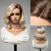 Peluca Transfronteriza, Cabello Corto Rizado Ondulado a la Altura del Hombro, Peluca Futura, Peluca Natural Dorada Degradada, Peluca de Cabeza Completa para Mujeres, Pelucas