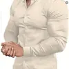 Camisa Nueva de Manga Larga para Hombre Otoño Primavera Cross Europe Estampado 3D Casual de Negocios Sin Planchar Color Sólido Camisa con Cuello