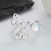 Anillo de Dedo Índice con Diseño de Nicho Abierto de Piedra Lunar, Sentido del Diseño, Estilo Frío, Personalidad Simple, Gema, Sentido Avanzado
