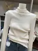 Suéter de Punto Grueso Versátil de Color Puro Nuevo Otoño e Invierno 2025 Dongdaemun Corea del Sur Camisa Base de Cuello Alto Top para Mujer