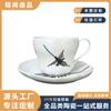 Taza de Café y Platillo de Cerámica Jingdezhen Moderno Simple Línea Blanca y Negra Taza de Colibrí de Moda Personalizada Taza de Reflejo Regalo
