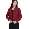 Conjunto de dos piezas para mujer: abrigo corto color burdeos hecho a medida y vestido negro, nuevo estilo otoño 2026, elegante y estiliza la figura