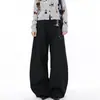 Otoño 2024 Nuevo Simple Viaje Negro Cimitarra Pantalones Occidentales Hombres y Mujeres Caída Americana Pierna Ancha Pantalones Casuales