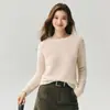Nuevo suéter de mezcla de hilo Kangbao Lai para otoño/invierno: 25% seda de morera, 75% cachemir, suéter base de manga raglán con cuello redondo para mujer