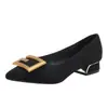 Zapatos de Tacón Alto Estilo Francés para Mujer, Tacón Grueso, Nuevo Modelo Otoño 2026, Punta Fina, Zapatos Planos Negros, Piel Suave, Zapatos Formales de Trabajo