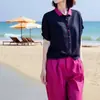 Conjunto de Ropa Súper Elegante y Moderno con Camisa de Punto de Manga Corta de Seda de Hielo, Conjunto Casual de Dos Piezas con Pantalones Harem Primavera 2026