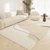 Alfombra de estilo silencioso para sala de estar, dormitorio, color crema, sofá nórdico, mesa de centro, manta de noche, alfombra de suelo minimalista moderna