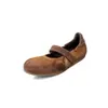 Zapatos Mary Jane de Piel de Oveja + Satén para Mujer, Planos Casuales, Nuevo Estilo de Principios de Primavera, Zapatos Planos de Cuero Genuino con Punta Redonda y Parches de Boca Baja para Mujer