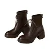 Versión de piel~ Botas estilo Martin de suela gruesa para mujer, estilo británico, nuevo modelo 2026, de tacón alto, botines muy estilosos con tacones gruesos, botas que estilizan