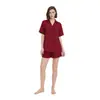 Ropa de Casa de Estilo Nuevo con Cuello de Solapa Wenhua, Manga Corta, Pantalones Cortos, Traje Holgado Casual, Ropa Exterior, Raya Ondulada, Transpirable Tz4137