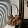Bolsa de ombro tipo tote de poá estilo coreano 202 nova, com 6 pregas, de tecido macio, grande capacidade, para estudantes e pessoas que vão para o trabalho