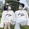 Moletom Redondo para Casal Não Combinante Estampa Divertida com Veludo Interno Inverno Casual Top Masculino