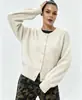 Novo cardigã de malha liso estilo europeu e americano, de abotoar, manga longa, gola redonda, cardigã casual, suéter feminino transfronteiriço da Amazon