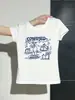 Camiseta de Verano para Mujer con Estampado Juvenil Estilo Coreano de Manga Corta Ajustada Versátil Top Artístico de Nicho