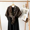 Chal Grande Estampado de Leopardo Transfronterizo Venta al por Mayor Bufanda de Imitación de Algodón y Lino Bufanda Exterior Estampada Bufanda Cuadrada Grande de 135 cm para Mujer