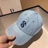 Sombrero vaquero con letra S bordada para mujer Primavera y Verano Protección solar Gorra con visera Estilo coreano Versátil Parasol Gorra de béisbol para hombre para cabeza grande