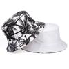 Explosiones de comercio electrónico transfronterizo sombrero de pescador de lona para hombres y mujeres moda estampada palmera de coco sombrero de cubo reversible sombrero para el sol de viaje al aire libre