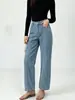 Fábrica de Origen Europea y Americana Transfronterizos Casuales Versátiles de Pierna Recta Personalizados Jeans para Mujer