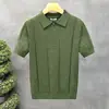 Camisa polo, camisa de punto, camiseta de manga corta para hombre, patrón de rombos calados, estilo old money, seda helada transpirable, verano, venta al por mayor de fábrica transfronteriza