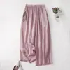 Primavera/Verano 2026 Nuevo Bordado Pesado Estilo Artístico Elegante Pantalones Rectos Fluidos de Doble Capa Cintura Elástica Delgada Pantalones de Pierna Ancha