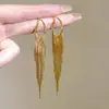 Brincos de Ouro com Franjas Elegantes Personalizados Estilo Retro Leve Luxo Estilo Frio Moda Versátil Celebridade da Internet Brincos Transfronteiriços