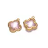 Colgante de Cristal de Vidrio Acero Inoxidable Oro de 18K Colgante de Trébol de Cuatro Hojas Accesorios de Joyería para Collares Pulseras Pendientes
