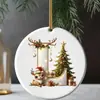 Nueva decoración navideña transfronteriza: Colgante acrílico 2D con letra y diseño de ciervo para árbol de Navidad y decoración navideña del hogar