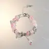 2025 Novo Estilo Doce e Feminino Pulseira Rosa Estilo Chinês Atacado Rosa Flor de Cerejeira Presente Requintado para Melhor Amiga Namorada Joia