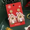 Nuevos aretes de casa de jengibre navideña transfronterizos, aretes de casa de galleta, accesorios navideños, aretes para mujer