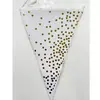 Platos y Vasos de Papel con Lunares Blancos y Sellado Dorado, Borde Transfronterizo, Vajilla Desechable, Accesorios de Decoración para Cumpleaños, Mantel, Banderines Triangulares