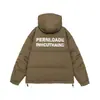 Yidao Vintage 2025 Invierno Nuevo Retro Americano con Capucha Estampado Ropa de Trabajo Chaqueta de Plumas para Hombre Suelta Abrigo de Plumas 90
